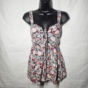 Vintage y2k twenty one floral lace up bust babydoll top